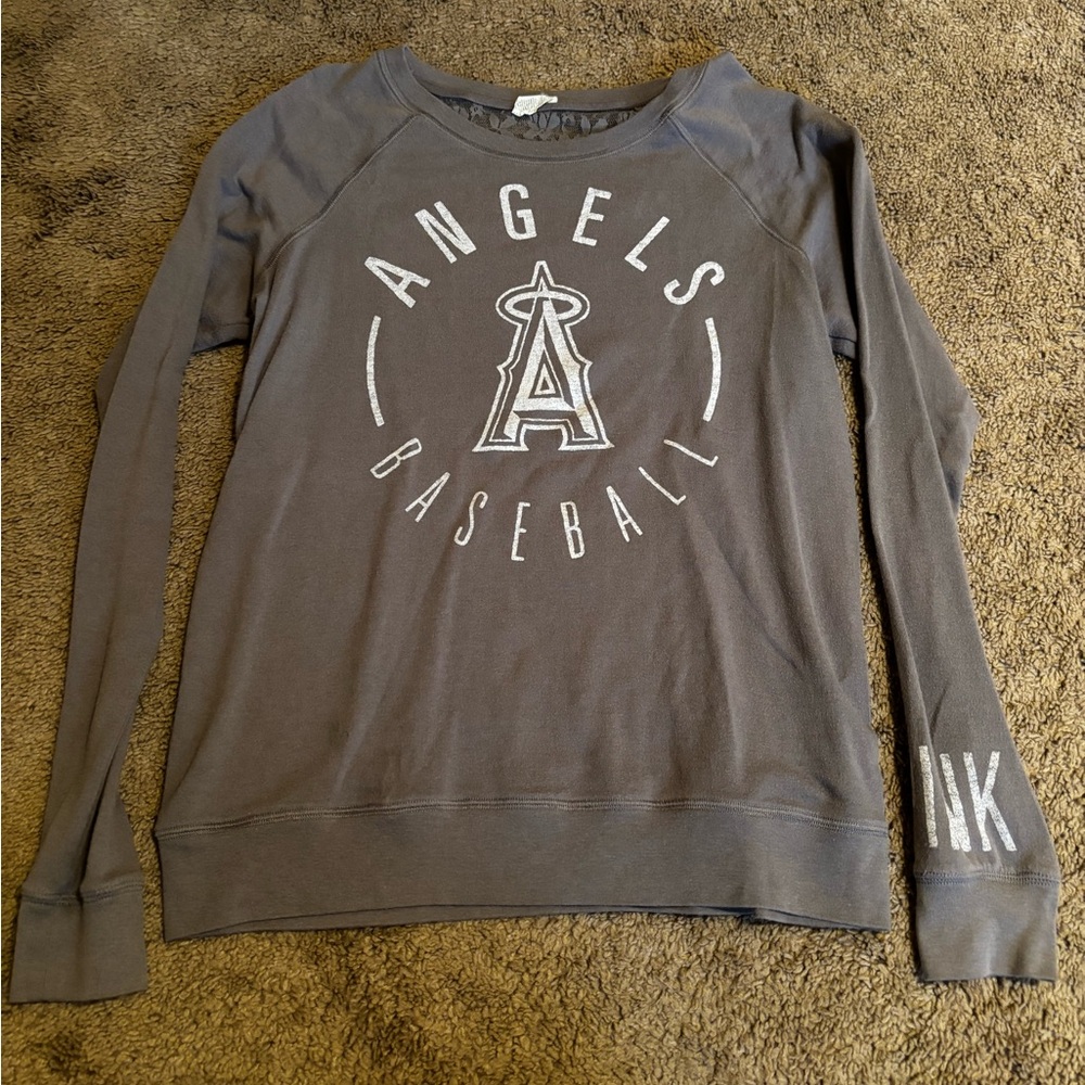 PINK Victoria's Secret Gray Lace Detail Top